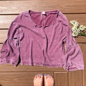 Free People Waffle long sleeve shirt